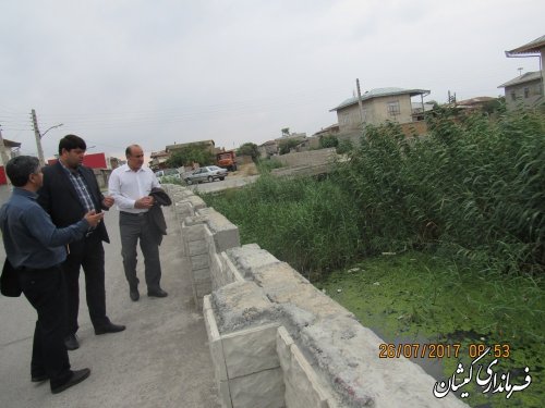 بازدید فرماندار گمیشان از پروژه تثبیت کانال داخل شهر گمیش تپه
