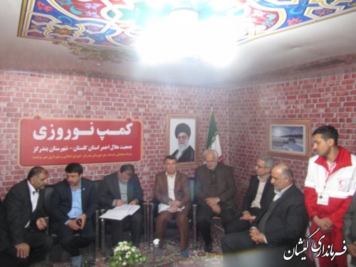بازدید فرماندار گمیشان از کمپ مسافران نوروزی ورودی استان گلستان در نوکنده