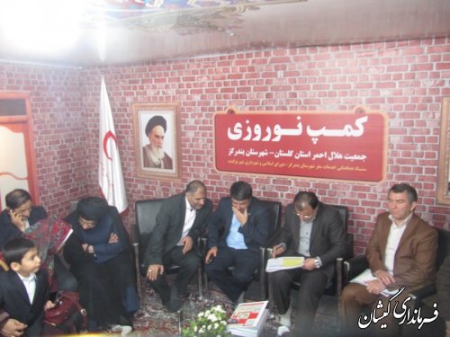 بازدید فرماندار گمیشان از کمپ مسافران نوروزی ورودی استان گلستان در نوکنده