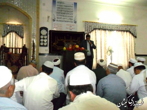 سخنرانی بخشدار گلدشت به مناسبت هفته قوه قضائیه پیش از خطبه های نماز جمعه روستای قرنجیک خواجه خان