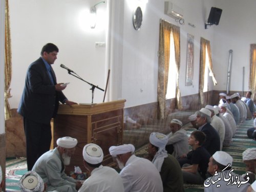 سخنرانی بخشدار گلدشت در نماز جمعه روستای بصیرآباد