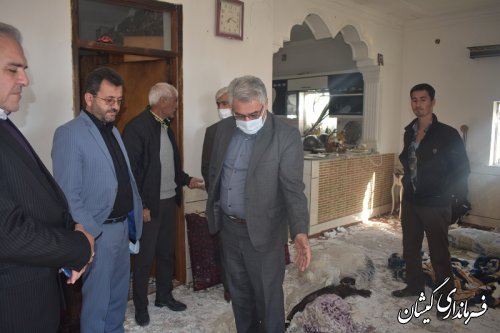 بازدید فرماندارگمیشان از محل حادثه انفجار گاز خانگی در روستای بصیر آباد